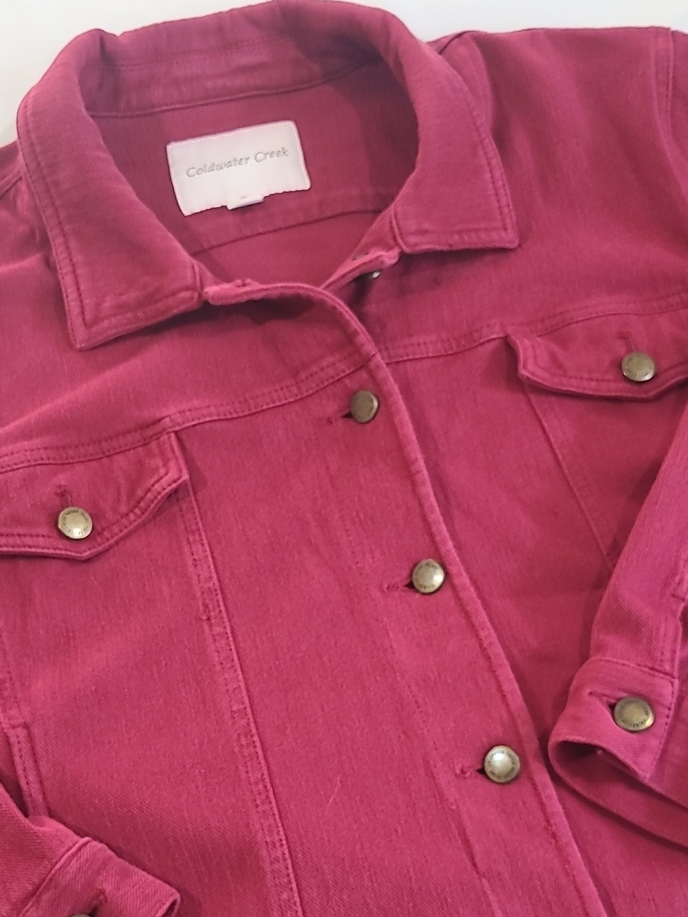 Coldwater Creek Women’s Sz 3X Plus Burgundy/Red Button-Front Jacket w/ Pockets